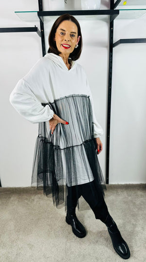 Maggie Mesh Dress Top in white