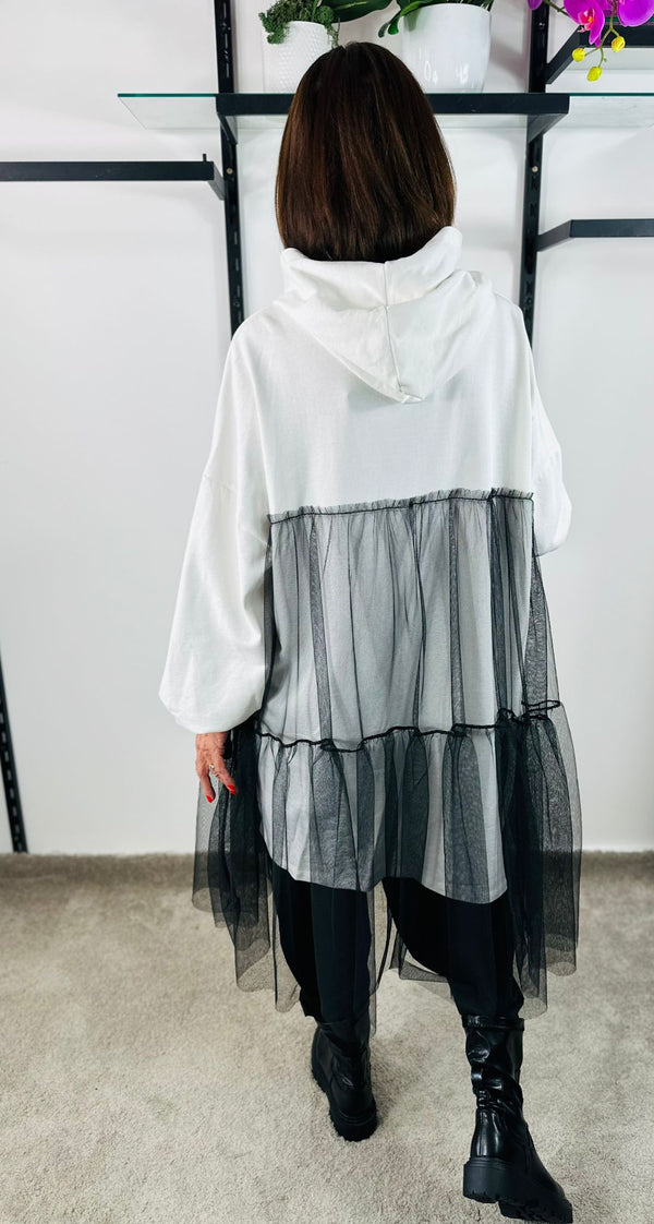 Maggie Mesh Dress Top in white