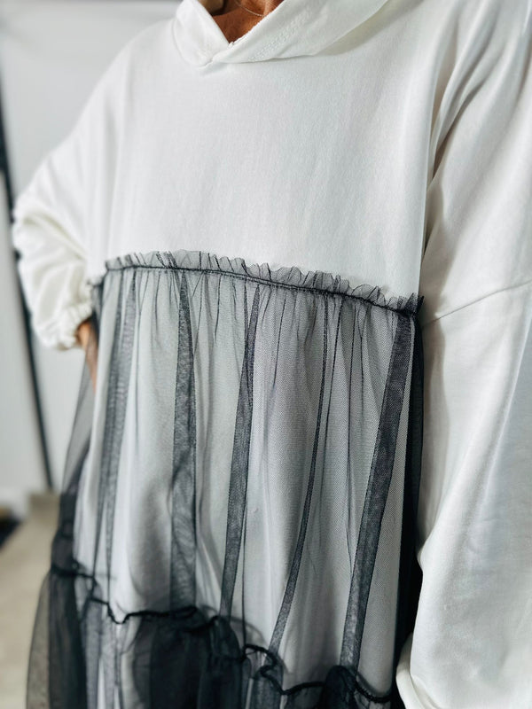 Maggie Mesh Dress Top in white