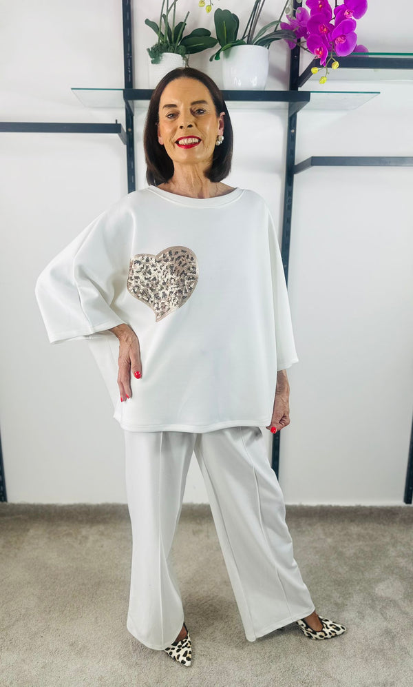 Heart to heart top in ecru