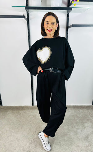 White heart top in Black pre order 27th AUGUST DELEVERY
