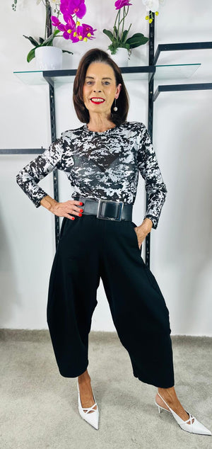 Rae Mesh Top in black and silver