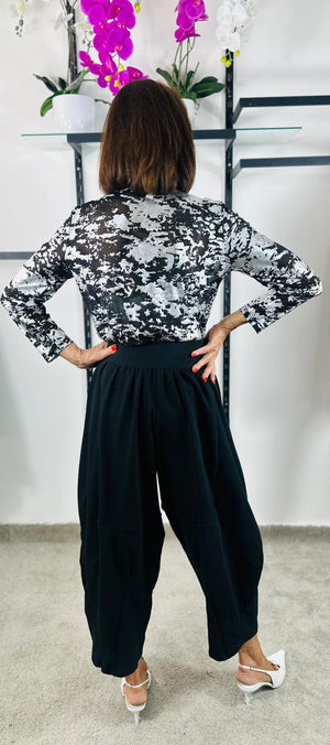 Rae Mesh Top in black and silver