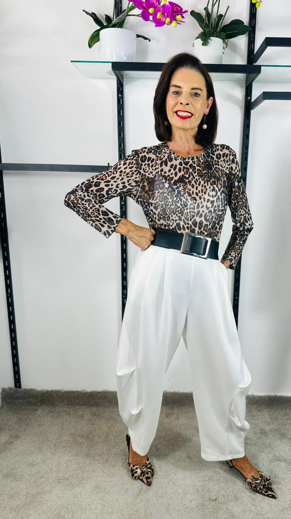 Rae Mesh Top in leopard print
