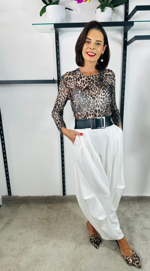 Rae Mesh Top in leopard print