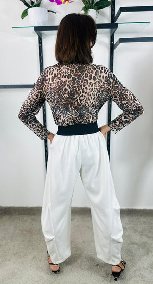 Rae Mesh Top in leopard print