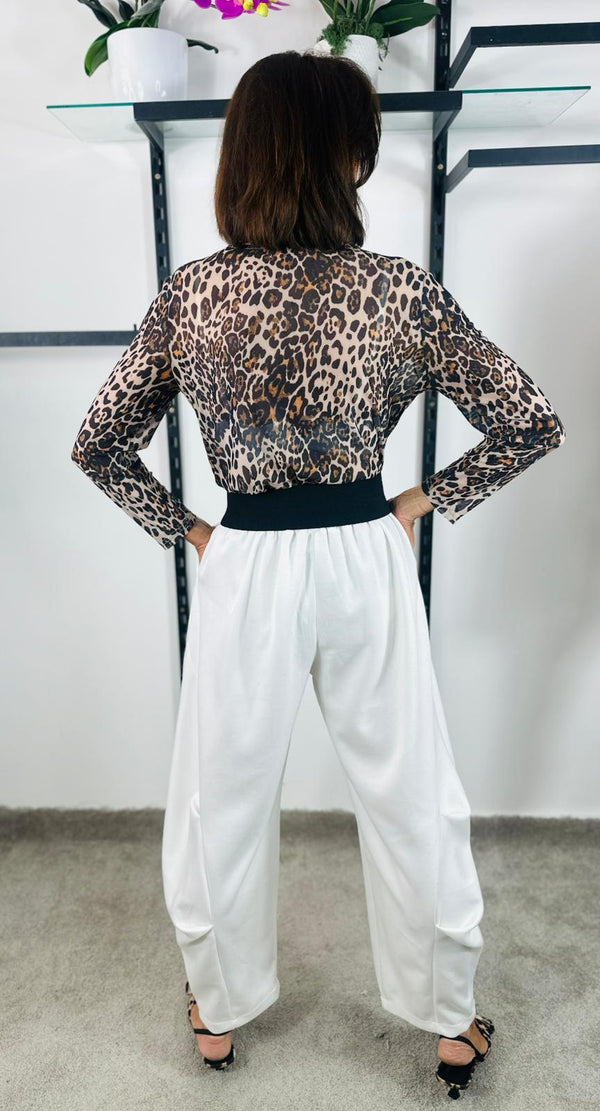 Rae Mesh Top in leopard print