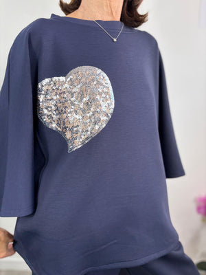 Heart to heart top in navy