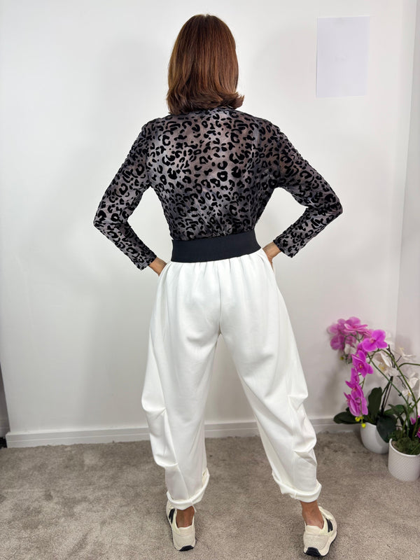 Rae Mesh Top in black cheetah