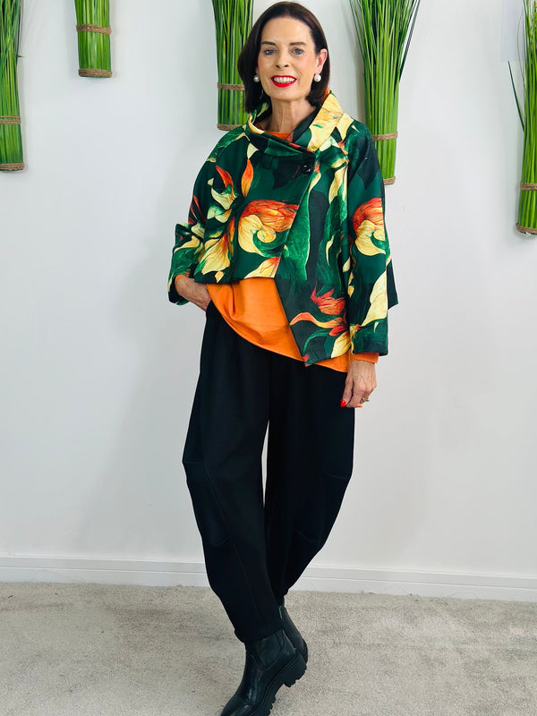New york pulse asymetric jacket in green and black