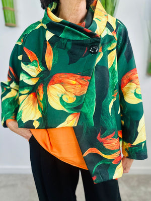 New york pulse asymetric jacket in green and black