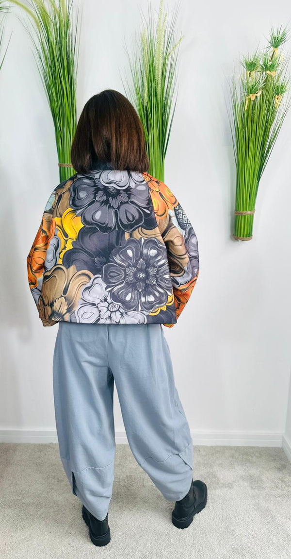 New york pulse asymetric jacket in grey and orange