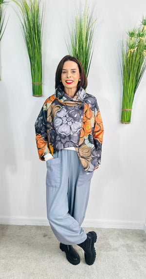 New york pulse asymetric jacket in grey and orange