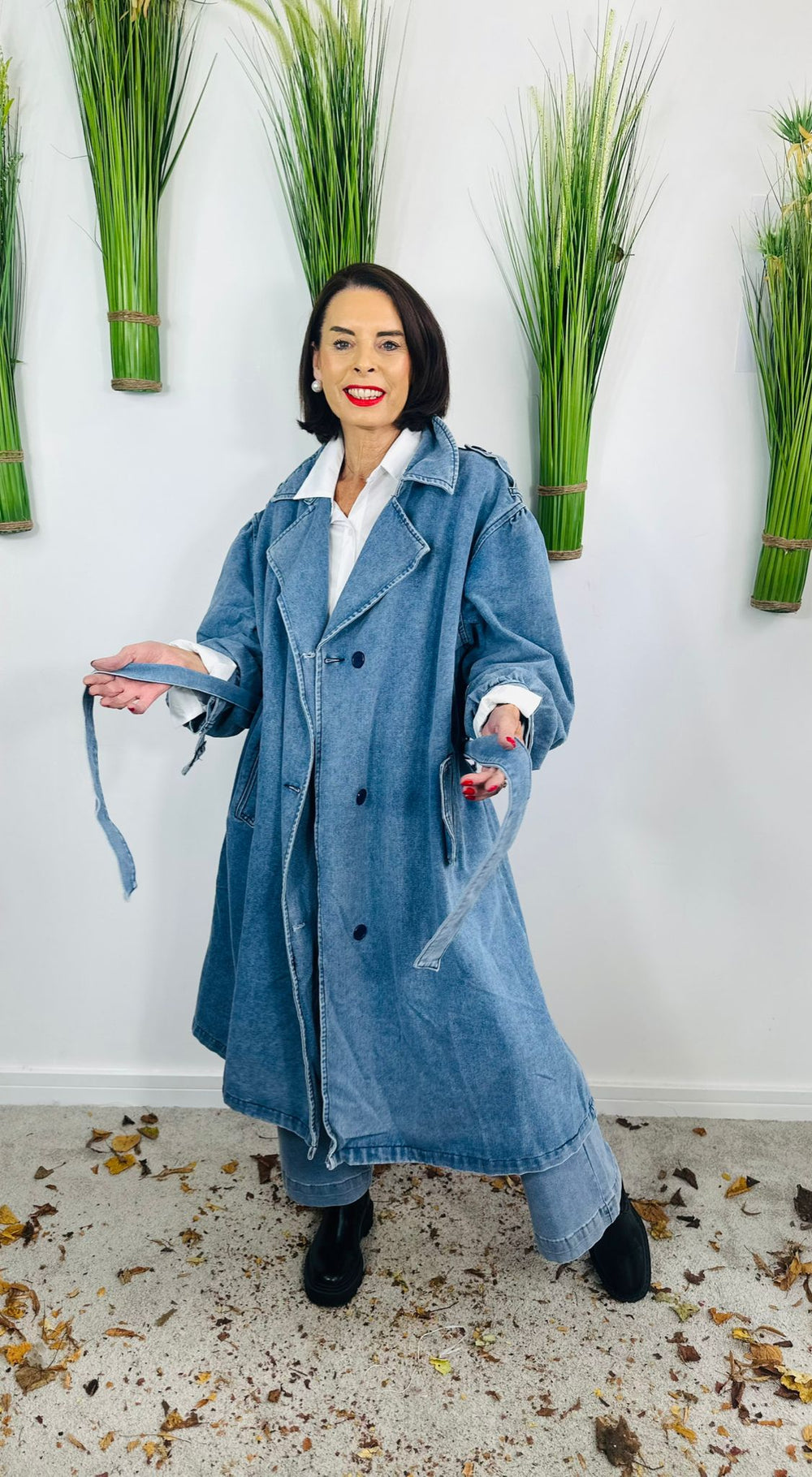 Barbra pre wash denim trench coat
