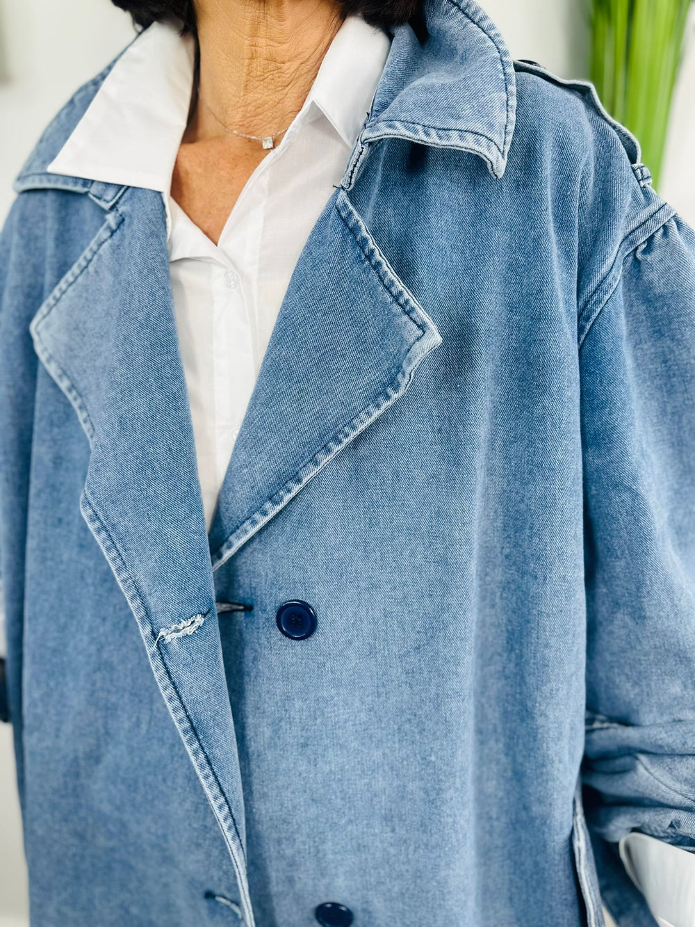Barbra pre wash denim trench coat