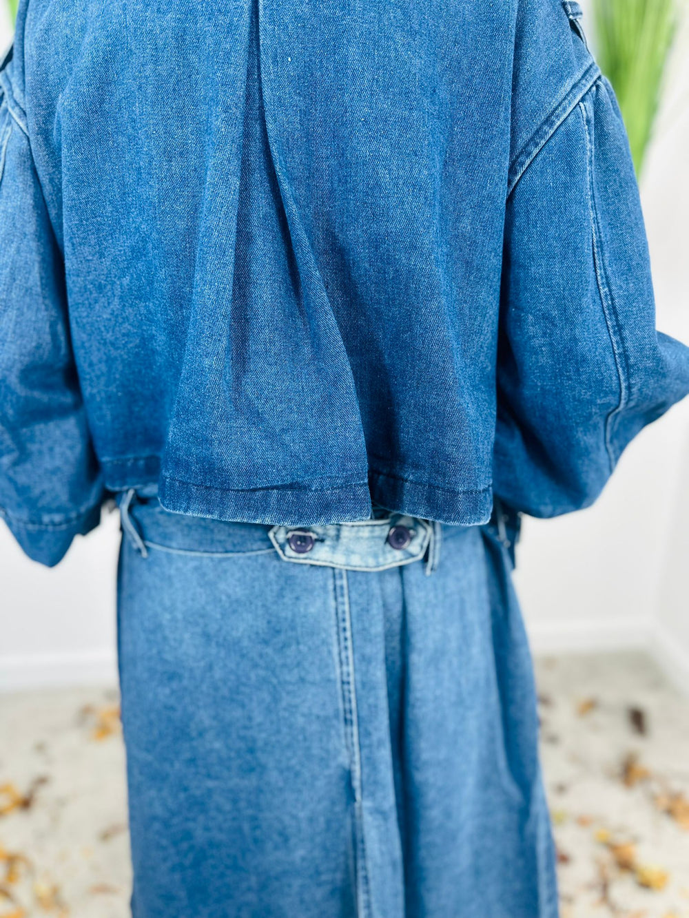 Barbra dark wash denim trench coat