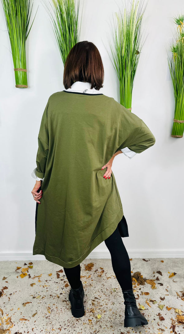 Metal loop dress in sage