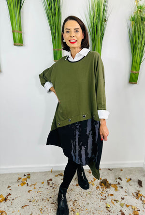 Metal loop dress in sage