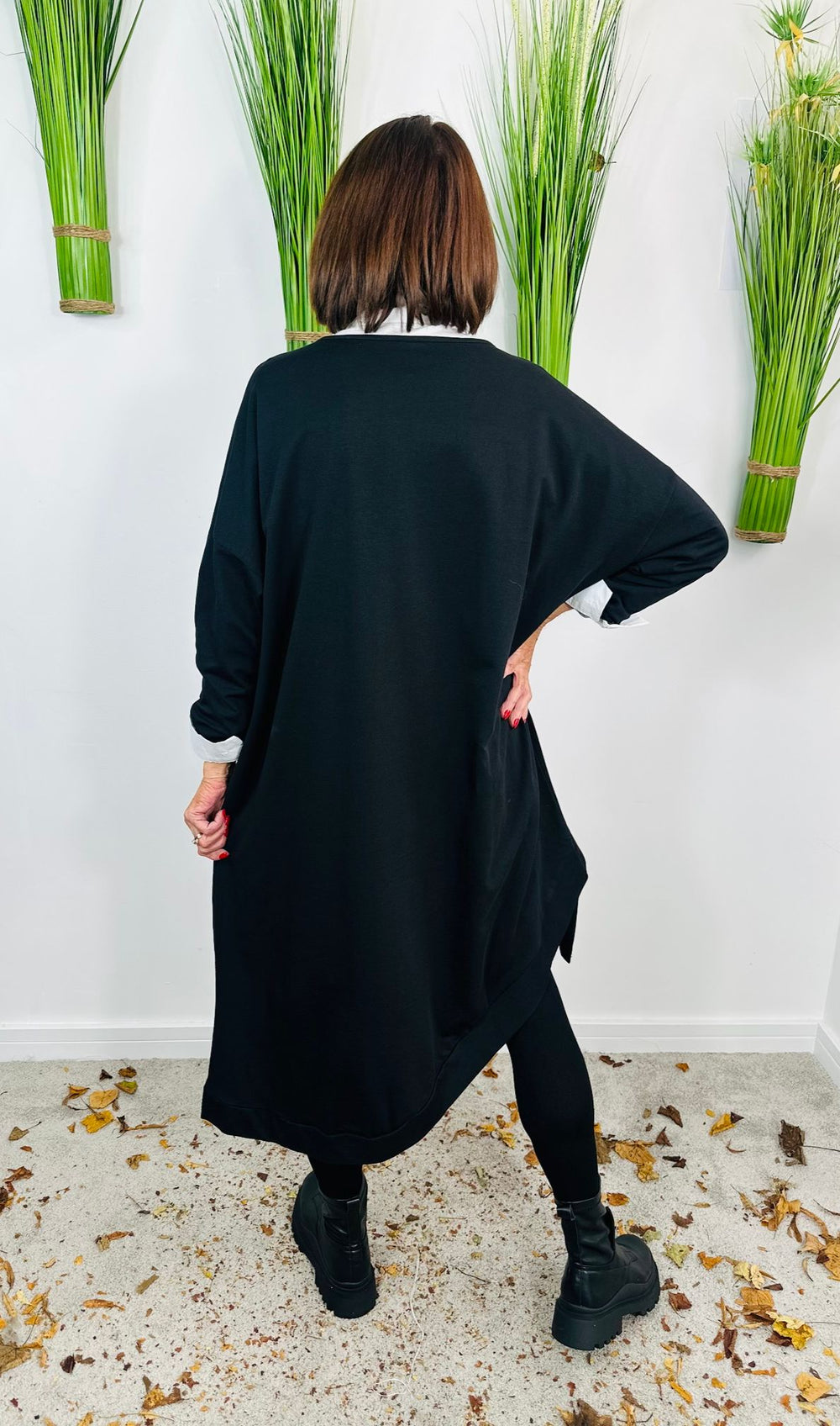 Metal loop dress in black