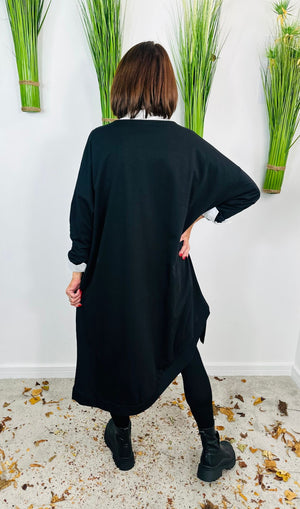 Metal loop dress in black