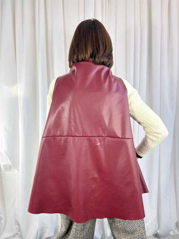 Palmer PU waterfall tank top in mulberry