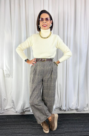 Juls cocoon trousers in black and beige