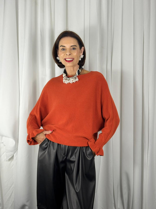 Zodiac long sleeve knitwear in burnt orange