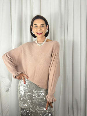 Zodiac long sleeve knitwear in blush