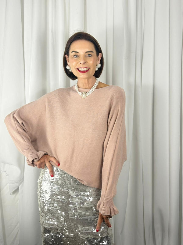 Zodiac long sleeve knitwear in blush