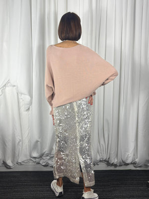 Zodiac long sleeve knitwear in blush