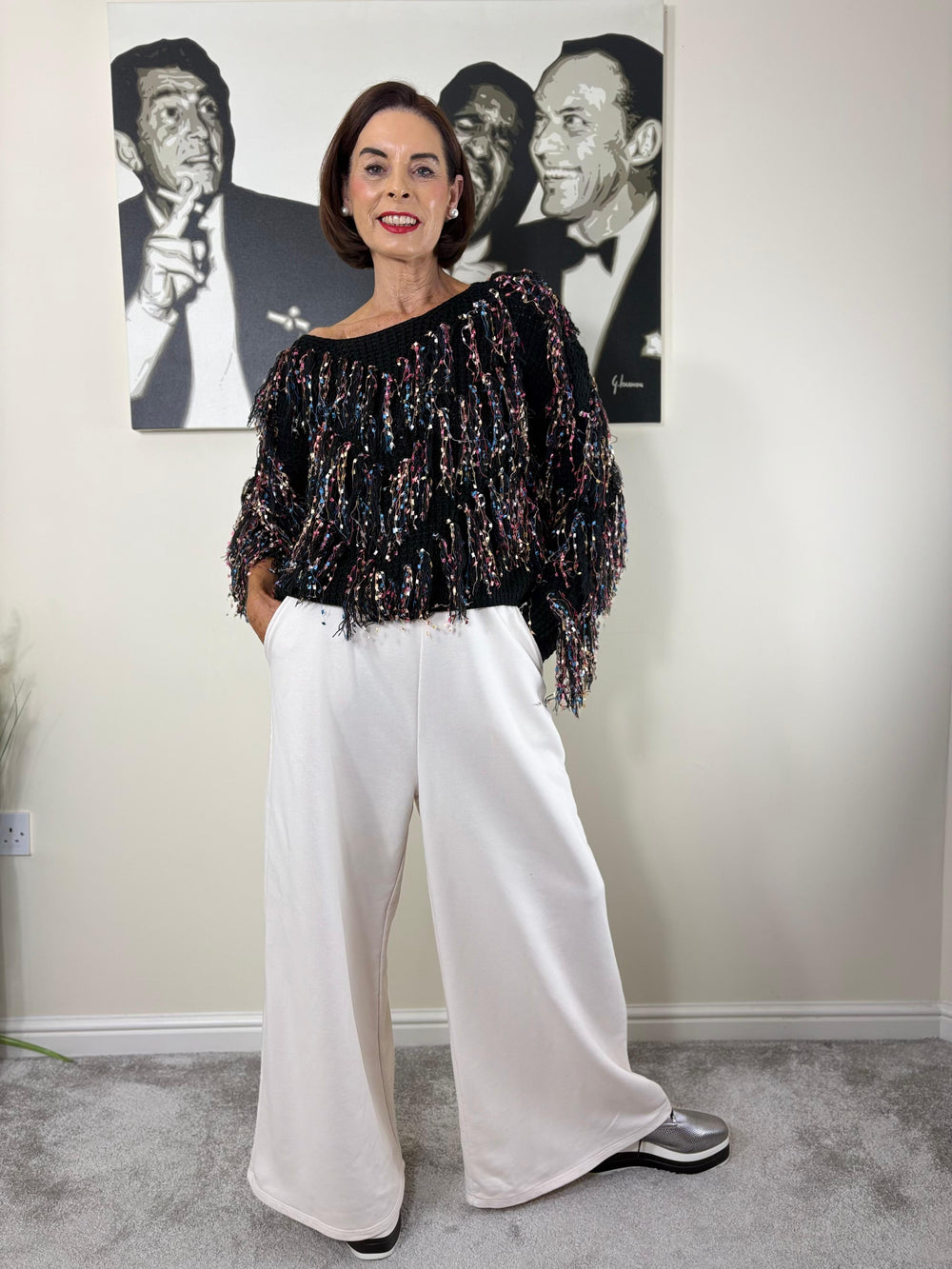 Luna knitwear in black and multi - Bond Street Store