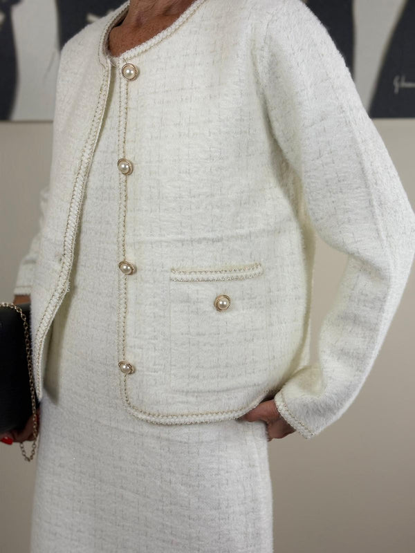 Attire dress in beige with Jacket in beige