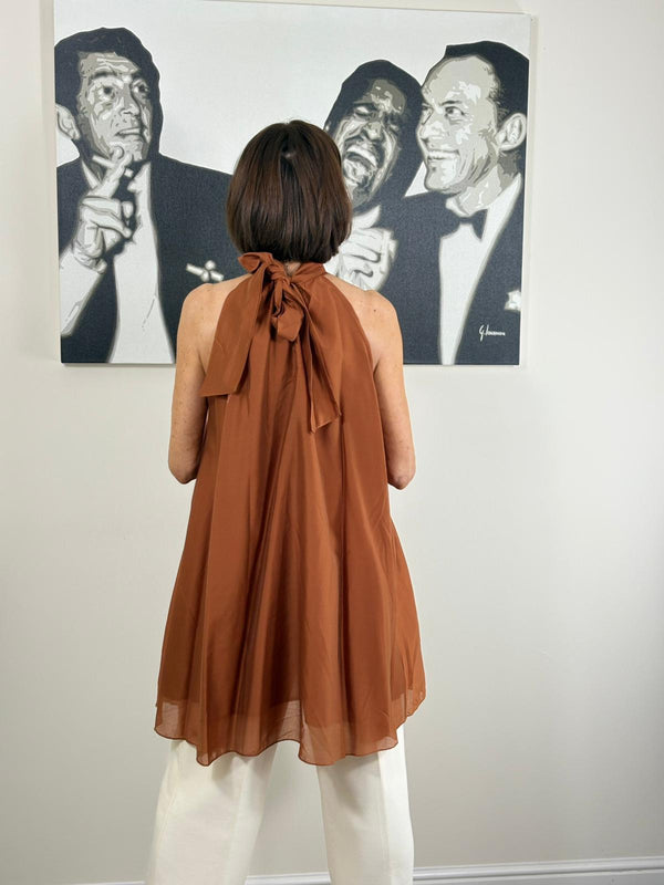 Sadie Ruffle Top/Dress in rust