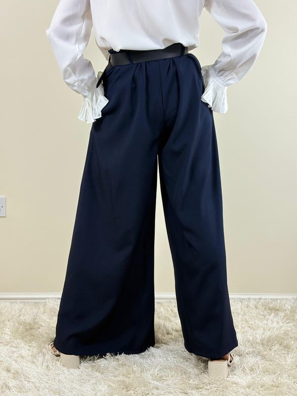 Sylvia wide leg palazzo trousers in navy