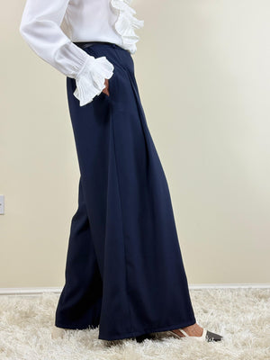Sylvia wide leg palazzo trousers in navy