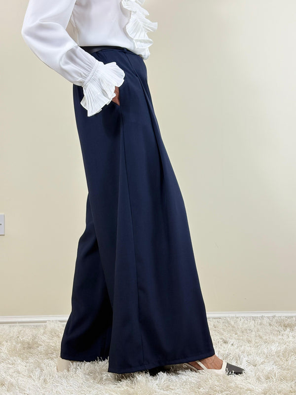 Sylvia wide leg palazzo trousers in navy