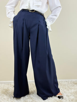 Sylvia wide leg palazzo trousers in navy