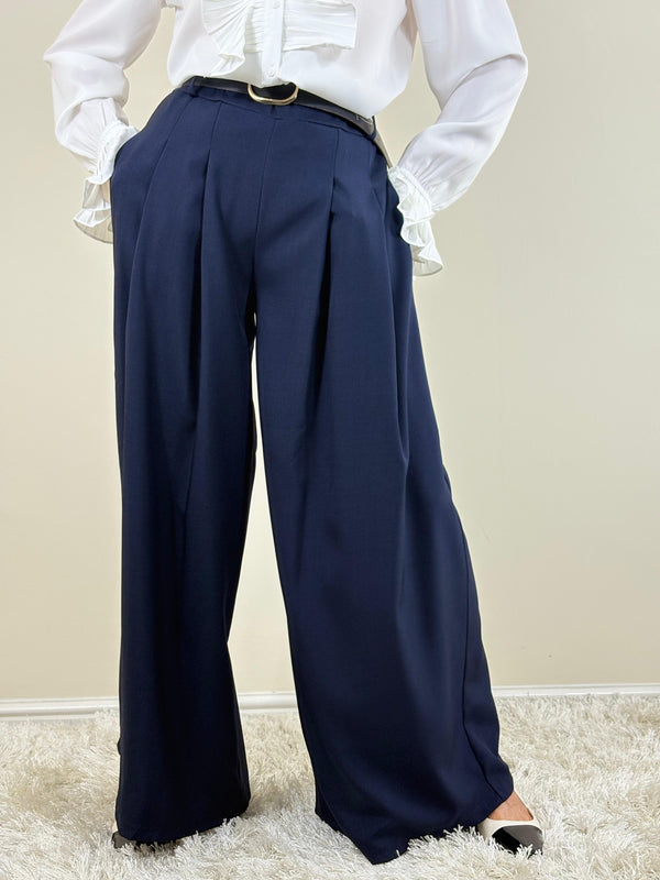 Sylvia wide leg palazzo trousers in navy