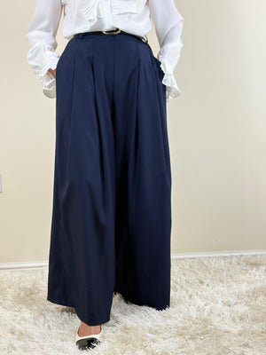 Sylvia wide leg palazzo trousers in navy