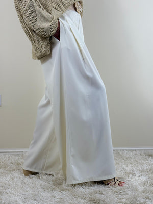 Sylvia wide leg palazzo trousers in ecru