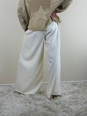 Sylvia wide leg palazzo trousers in ecru