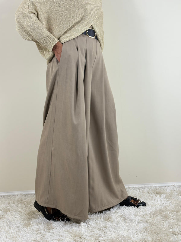 Sylvia wide leg palazzo trousers in mocha