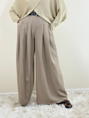 Sylvia wide leg palazzo trousers in mocha