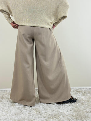 Sylvia wide leg palazzo trousers in mocha
