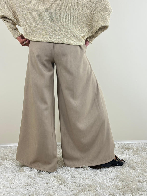 Sylvia wide leg palazzo trousers in mocha