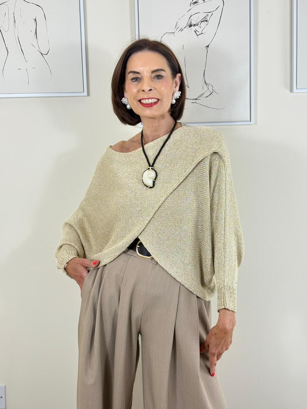 Albi Cross knitwear in gold