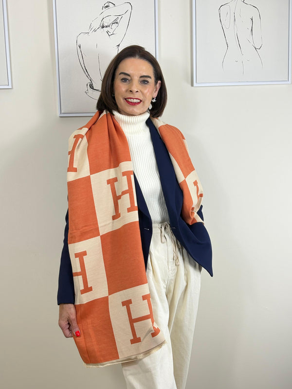 Harriet double sided scarf in orange