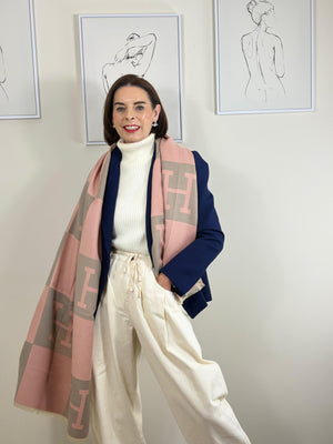 Harriet double sided scarf in dark blush and grey