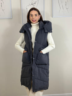 Naya Hooded Puffer gilet in navy