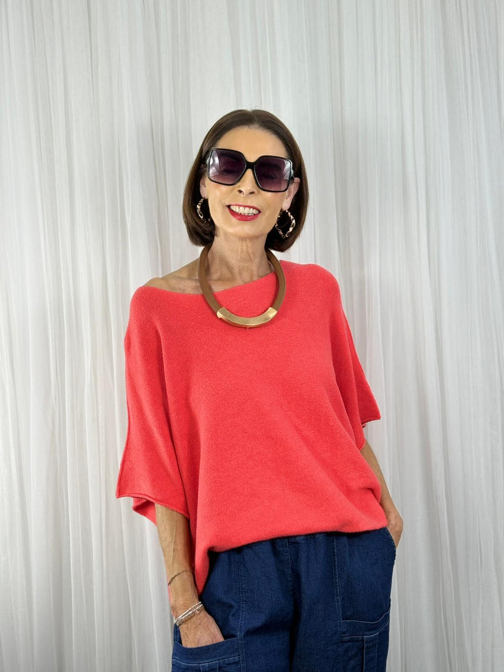Saliyan knitwear in coral